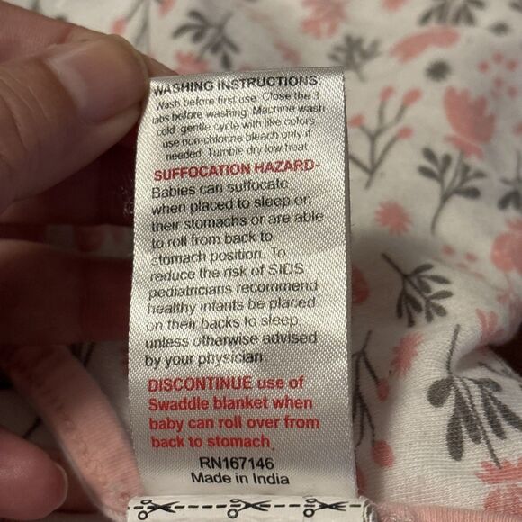 Bublo Baby Girl Swaddle Size SM/MED 7-14 LBS Pink Floral Double Zipper - Picture 6 of 7